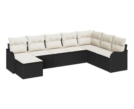 Vidaxl Zestaw 8 sztuk sof ogrodowych z poduszkami czarny polirattan Dārza mēbeļu komplekti