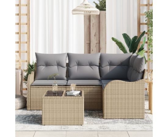 vidaXL Zestaw ogrodowy 5 części z poduszkami czarnego polirattanu Dārza mēbeļu komplekti