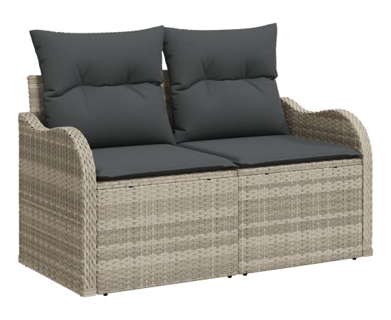 vidaXL Zestaw 5-częściowy sof ogrodowych z poduszkami Szary Poly Rattan Dārza mēbeļu komplekti