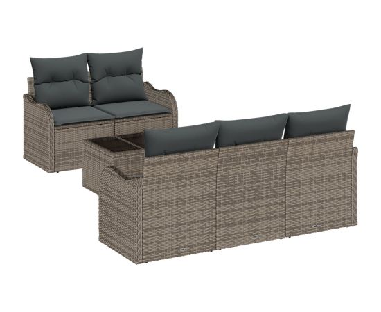 vidaXL 6-częściowy zestaw sof ogrodowych z poduszkami szary polirattan Dārza mēbeļu komplekti