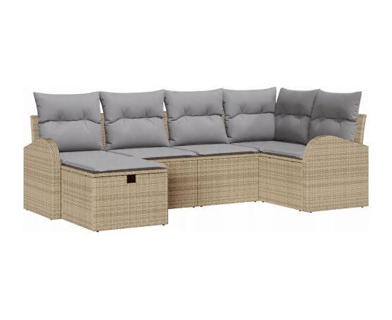 vidaXL Zestaw 6-częściowy sof ogrodowych z poduszkami Beżowy z Polirattanu Dārza mēbeļu komplekti