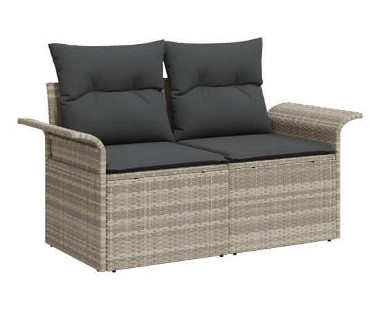 vidaXL Zestaw sof ogrodowych 9 Części z poduszkami Jasnoszary Polirattan Dārza mēbeļu komplekti