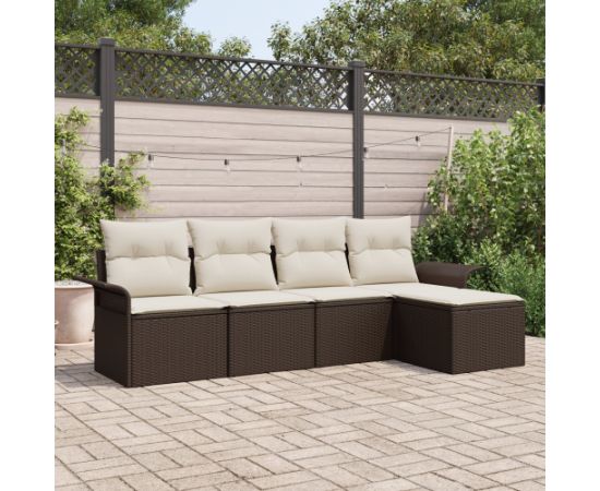 vidaXL Zestaw Sofy Ogrodowej 5-częściowy z Poduszkami Brązowy Polirattan Dārza mēbeļu komplekti