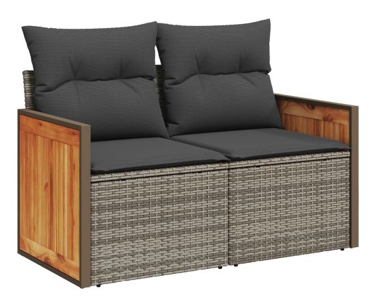 vidaXL Zestaw ogrodowy 13 elementów z poduszkami Szary Polirattan Akacja Dārza mēbeļu komplekti