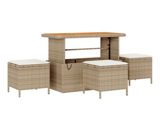 Zestaw Sof Ogrodowych vidaXL 9 częściowy z poduszkami Beżowy Poli Rattan Akacja Dārza mēbeļu komplekti