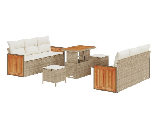 vidaXL 9 Częściowy Zestaw Sof Ogrodowych z Poduszkami Beżowy Polirattan Akacja Dārza mēbeļu komplekti