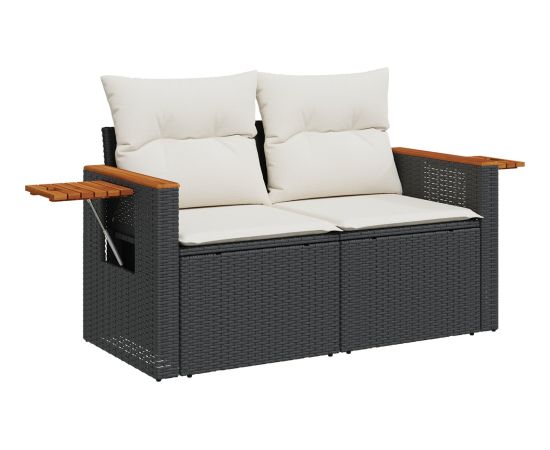 vidaXL 8-częściowy zestaw sof ogrodowych z poduszkami czarny polirattan akacja Dārza mēbeļu komplekti