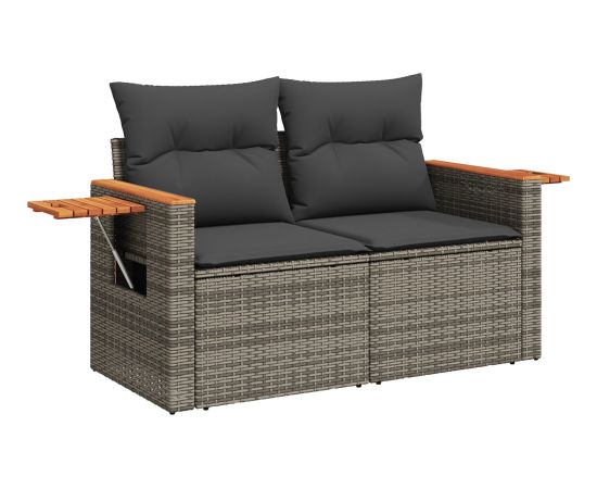 9-częściowy zestaw sof ogrodowych vidaXL z poduszkami Szary Polirattan Akacja Dārza mēbeļu komplekti