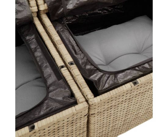 Zestaw sof ogrodowych vidaXL 10-częściowy z poduszkami Beżowy Polirattan Akacja Dārza mēbeļu komplekti