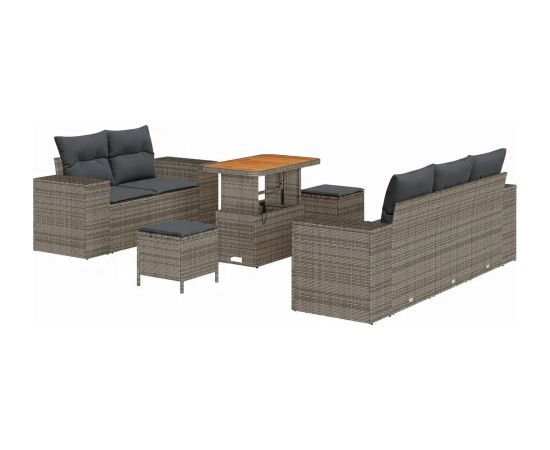 vidaXL 8-częściowy zestaw sof ogrodowych z poduszkami szary polirattan akacja Dārza mēbeļu komplekti