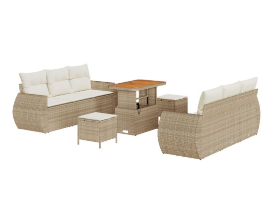 Vidaxl Zestaw Sof na Ogród 9 elementów z Poduszkami Beżowy Poly Rattan Akacja Dārza mēbeļu komplekti