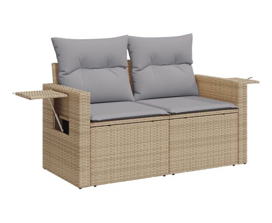 13-częściowy zestaw sof ogrodowych vidaXL z poduszkami Beżowy Polirattan Akacja Dārza mēbeļu komplekti