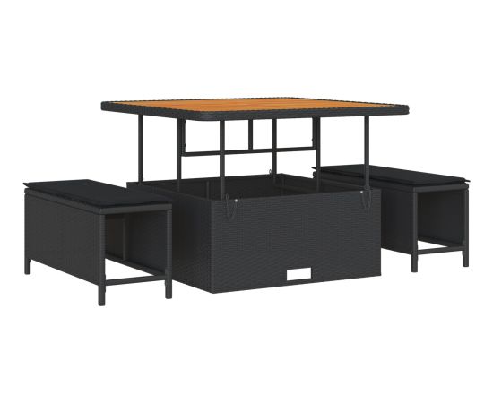Vidaxl Zestaw 13 Elementowy Sof Ogrodowych z Poduszkami Czarny Polirattan Akacja Dārza mēbeļu komplekti