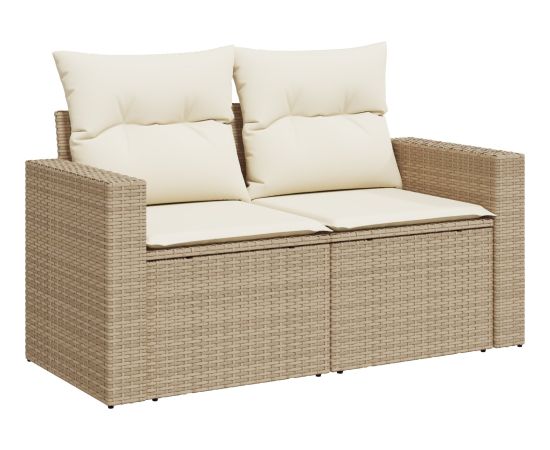 vidaXL 10 Częściowy Zestaw Sof Ogrodowych z Poduszkami Beżowy Polirattan Akacja Dārza mēbeļu komplekti