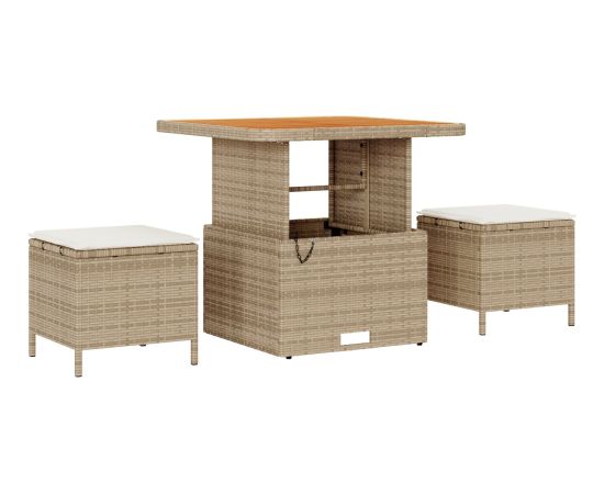 Vidaxl 9-częściowy zestaw sof ogrodowych z poduszkami, beżowy polirattan, akacja Dārza mēbeļu komplekti