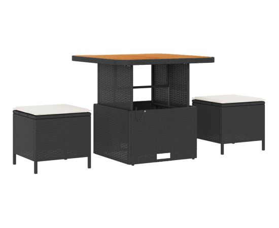 Zestaw sof ogrodowych vidaXL 8 części z poduszkami czarny polirattan akacja Dārza mēbeļu komplekti