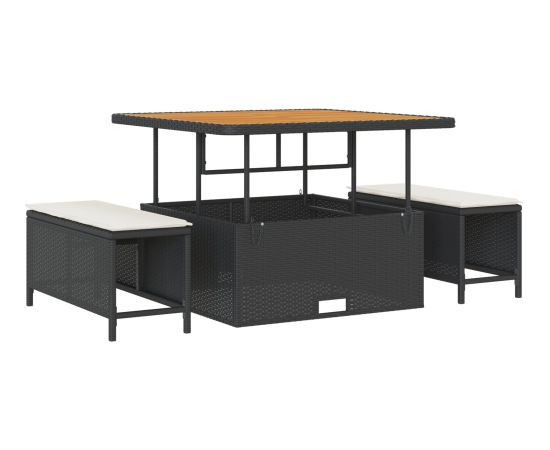 Vidaxl Zestaw 8 częściowych sof ogrodowych z poduszkami czarny polirattan akacja Dārza mēbeļu komplekti