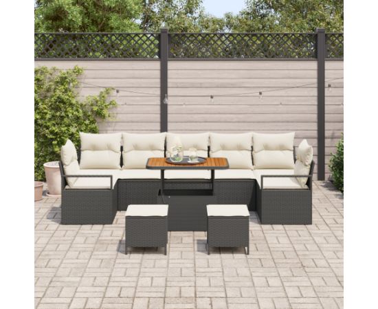 Vidaxl Zestaw 10-częściowy Sof Ogrodowych z Poduszkami Czarny Polirattan Akacja Dārza mēbeļu komplekti