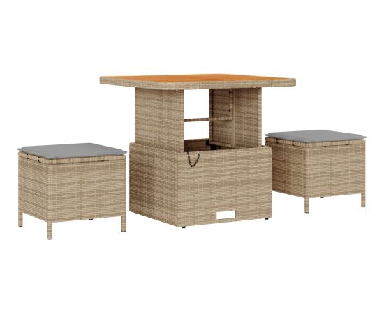 vidaXL 10-częściowy zestaw sof ogrodowych z poduszkami Beżowy polirattan akacja Dārza mēbeļu komplekti