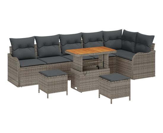vidaXL 9-częściowy zestaw sof ogrodowych z poduszkami szary polirattan akacja Dārza mēbeļu komplekti