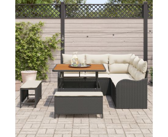 Vidaxl 8-częściowy zestaw sof ogrodowych z poduszkami czarny polirattan akacja Dārza mēbeļu komplekti