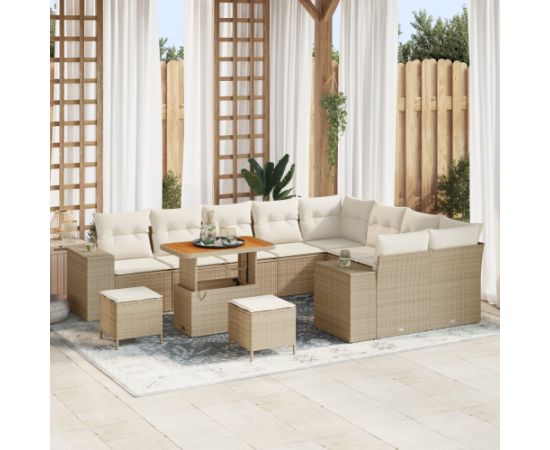 Vidaxl Zestaw 12-częściowy sof ogrodowych z poduszkami, beżowy Dārza mēbeļu komplekti