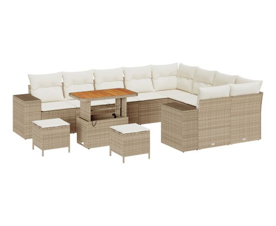 Vidaxl Zestaw 12-częściowy sof ogrodowych z poduszkami, beżowy Dārza mēbeļu komplekti