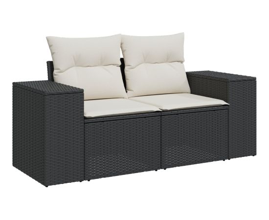 Vidaxl 8 częściowy zestaw sof ogrodowych z poduszkami czarny polirattan akacja Dārza mēbeļu komplekti