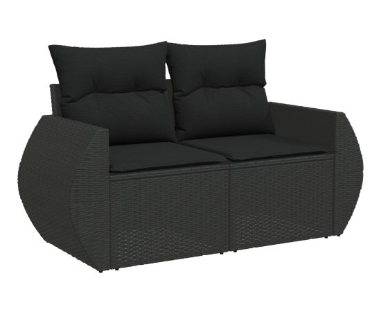 Vidaxl 13-częściowy zestaw sof ogrodowych z poduszkami czarny polirattan akacja Dārza mēbeļu komplekti