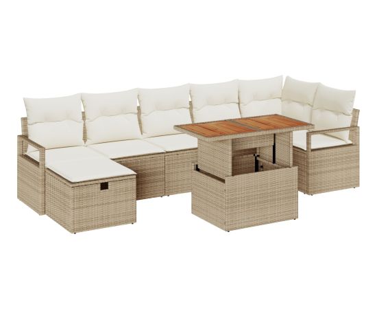 Zestaw sof ogrodowych vidaXL 8-elementowy z poduszkami Beżowy Polirattan Dārza mēbeļu komplekti