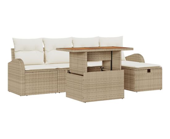 Zestaw sof ogrodowych vidaXL 6 części z poduszkami w kolorze kremowym z polirattanu Dārza mēbeļu komplekti