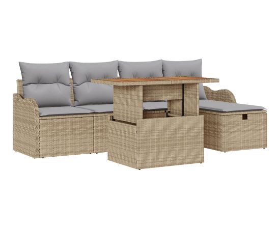 vidaXL 6 Częściowy Zestaw Sof Ogrodowych z Poduszkami Beżowy Polirattan Dārza mēbeļu komplekti