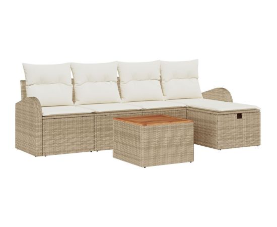 vidaXL 6-elementowy zestaw sof ogrodowych z poduszkami beżowy polirattan Dārza mēbeļu komplekti