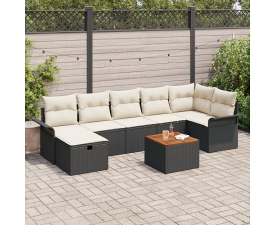 vidaXL 8-częściowy Zestaw Sof Ogrodowych z Poduszkami Czarny Polirattan Dārza mēbeļu komplekti