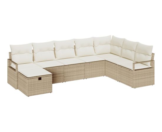 Zestaw sof ogrodowych vidaXL 8-częściowy z beżowymi poduszkami z rattanu syntetycznego Dārza mēbeļu komplekti