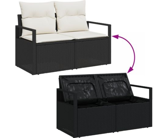 Zestaw sof ogrodowych vidaXL 6-elementowy z poduszkami czarny polirattan Dārza mēbeļu komplekti