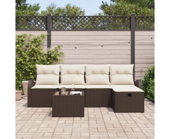 vidaXL 6-częściowy zestaw sofy ogrodowej z poduszkami brązowy polirattan Dārza mēbeļu komplekti