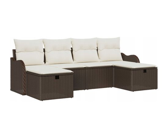 vidaXL 6-częściowy zestaw sof ogrodowych z poduszkami brązowy polirattan Dārza mēbeļu komplekti