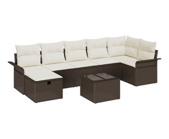 vidaXL 8-częściowy zestaw sofy ogrodowej z poduszkami brązowy polirattan Dārza mēbeļu komplekti