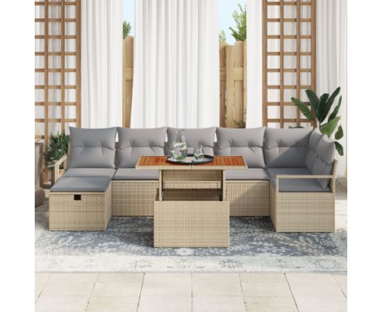 vidaXL 8-częściowy Zestaw Sof do Ogrodu z Poduszkami Beżowy Rattan Dārza mēbeļu komplekti