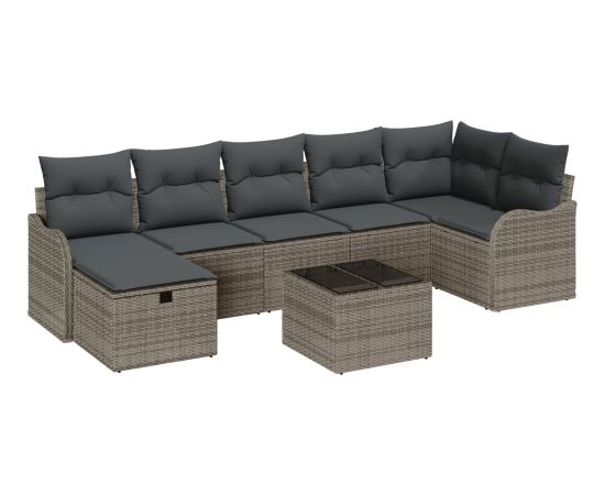 vidaXL 8-elementowy zestaw sofy ogrodowej z poduszkami szary polirattan Dārza mēbeļu komplekti