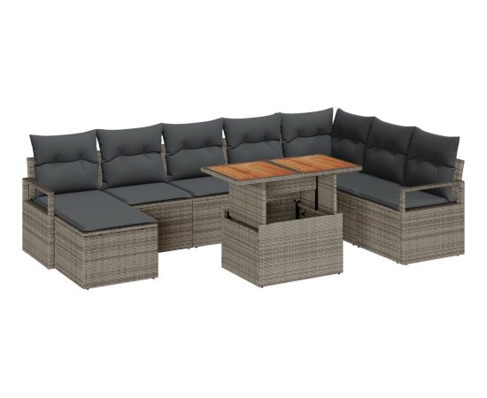 vidaXL 9 Częściowy Zestaw Sof Ogrodowych z Poduszkami Szary Polirattan Dārza mēbeļu komplekti