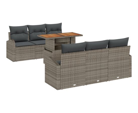 vidaXL 7-Częściowy Zestaw Sof Ogrodowych z Poduszkami Szary Poli Rattan Dārza mēbeļu komplekti