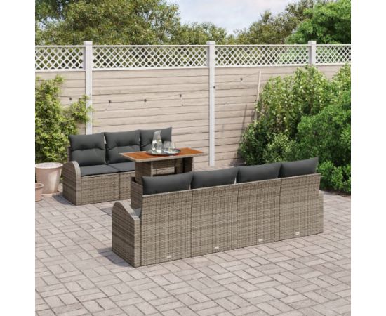 vidaXL 8-częściowy zestaw sof ogrodowych z poduszkami szary polirattan Dārza mēbeļu komplekti