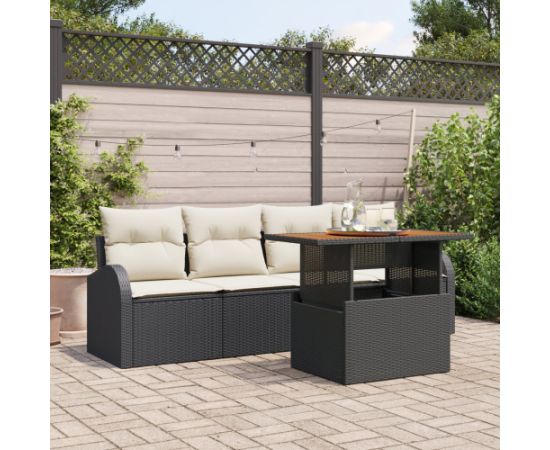 vidaXL 5-częściowy zestaw sof ogrodowych z poduszkami czarny polirattan Dārza mēbeļu komplekti