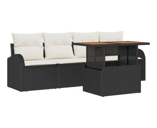 vidaXL 5-częściowy zestaw sof ogrodowych z poduszkami czarny polirattan Dārza mēbeļu komplekti