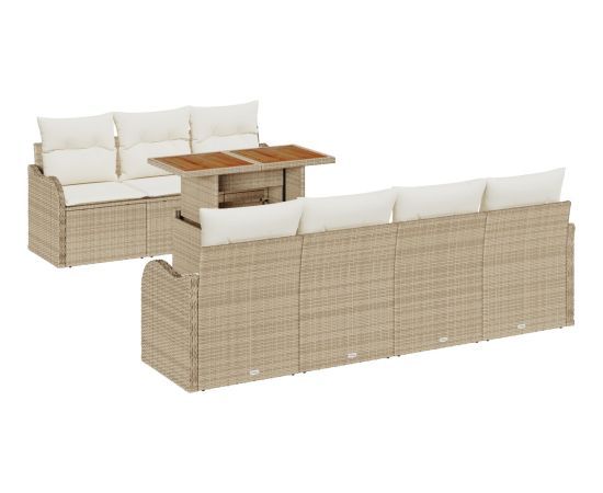 Vidaxl 8-częściowy zestaw sof ogrodowych z poduszkami beżowy polirattan Dārza mēbeļu komplekti