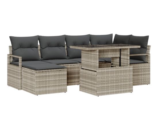 Zestaw sof ogrodowych vidaXL z poduszkami Jasnoszary Polirattan Dārza mēbeļu komplekti