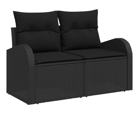 vidaXL 6-częściowy zestaw sof ogrodowych z poduszkami Czarny Poli Rattan Dārza mēbeļu komplekti