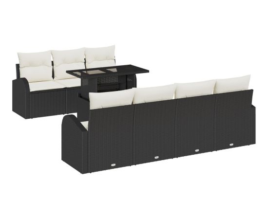 vidaXL 8-częściowy zestaw sof ogrodowych z poduszkami czarny polirattan Dārza mēbeļu komplekti